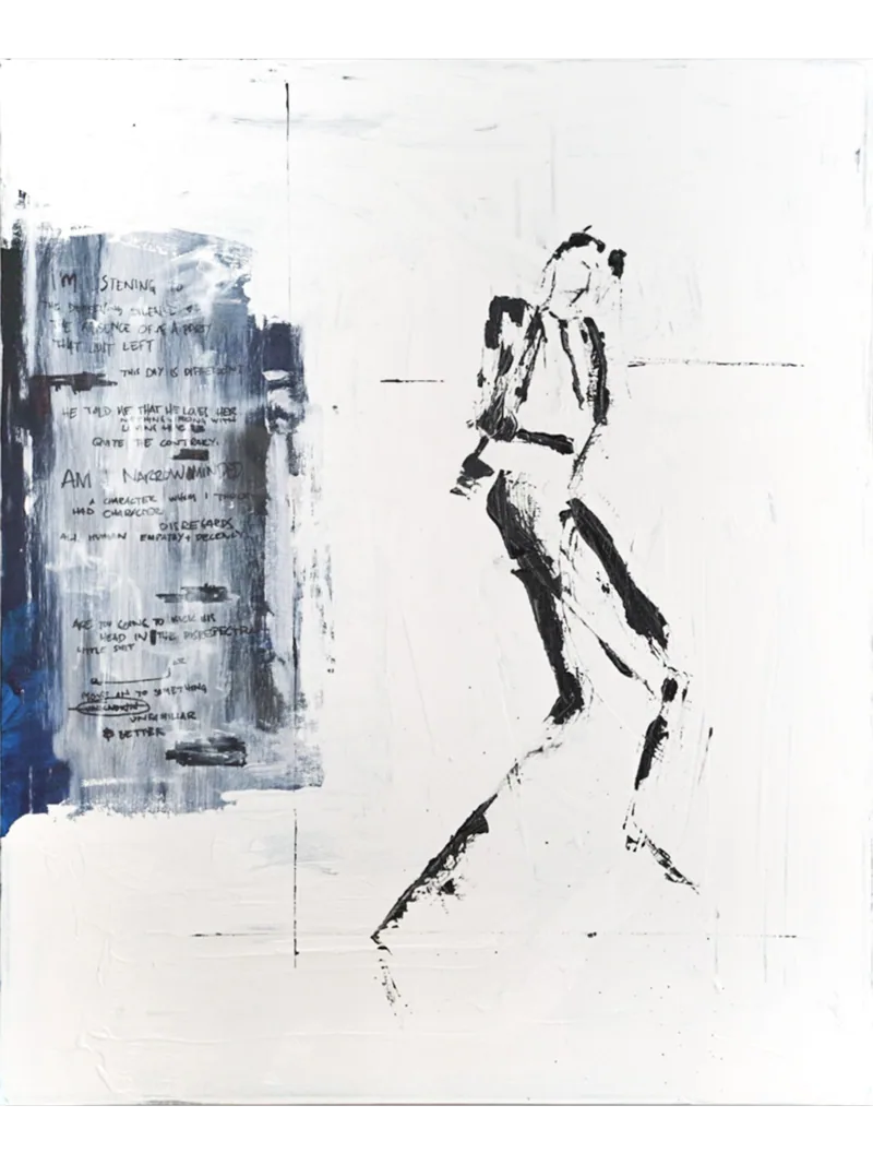 STANDING FIGURE WITH WRITING